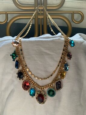 House of Harlow 1960 Double Chain Multicolored Gem Necklace NWT